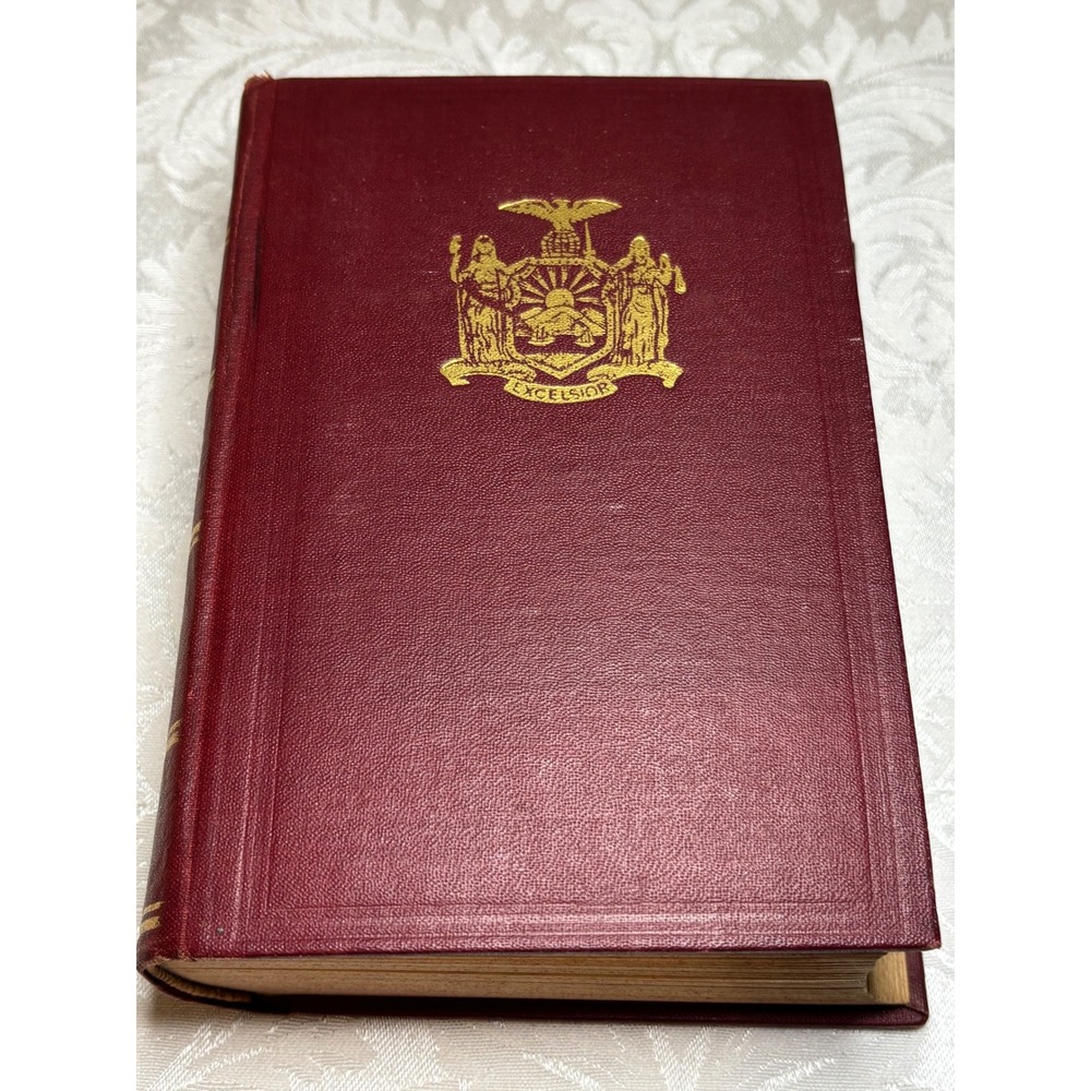Vintage 1945 New York Legislative Manual Red Gilt Hardcover FDR Memorial Map